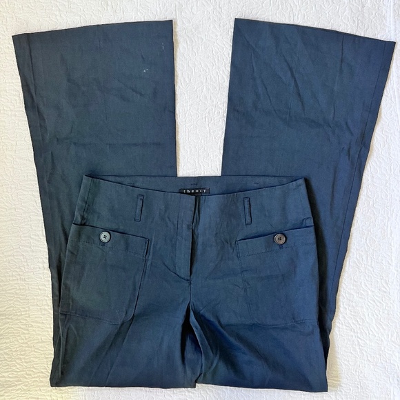 NWOT Theory Linen blend Navy blue pants - Picture 1 of 5